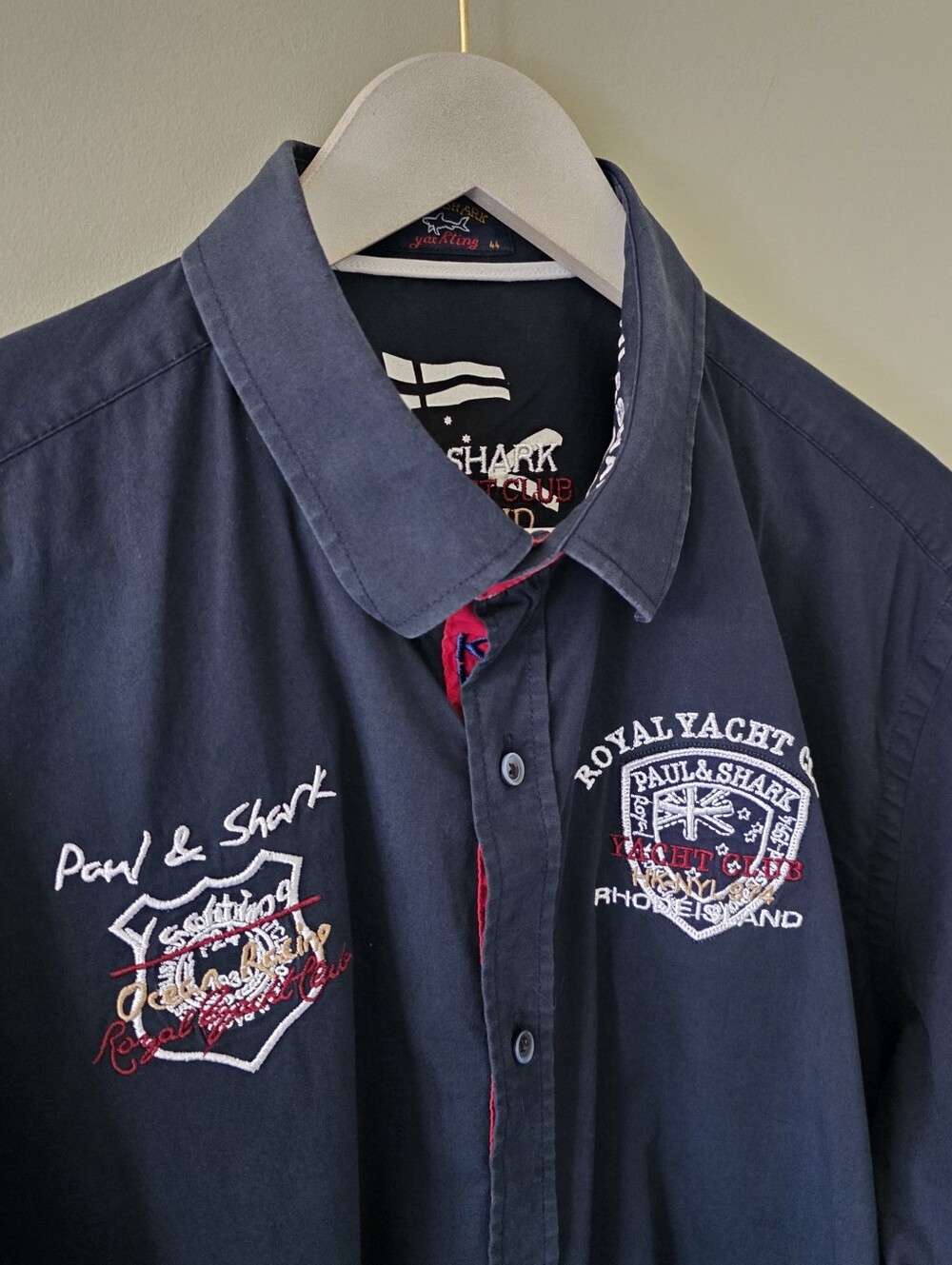 NWOT Paul & Shark L Modern Academia Nautical Yacht Club Embroidered Button Shirt - Picture 5 of 16
